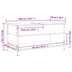 Stolik kawowy 100x50x50 cm z ukrytym schowkiem pod rozkładanym blatem czarny do salonu - Miniaturka zdjęcia nr 11