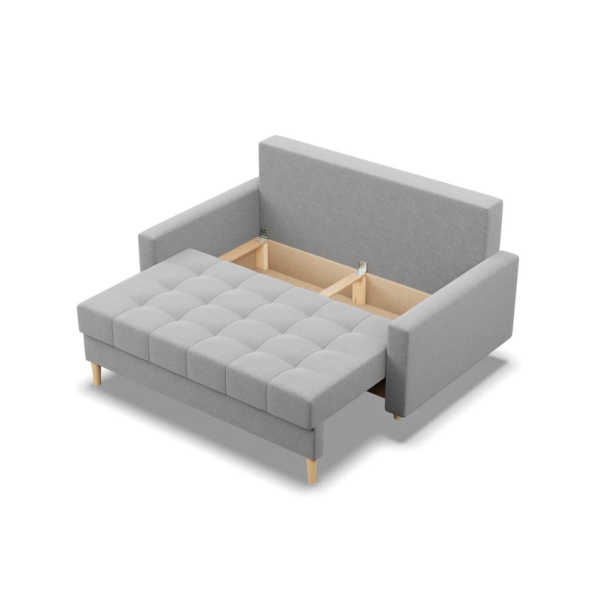 Sofa Elma 152x88x92 cm 2-osobowa skandynawska rozkładana z pojemnikiem na nóżkach do salonu kanapa sprężyna bonell jasna szara nr. 6