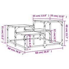 Stolik kawowy 68x68x40 cm z przestronnymi półkami szary dąb sonoma do salonu - Miniaturka zdjęcia nr 9