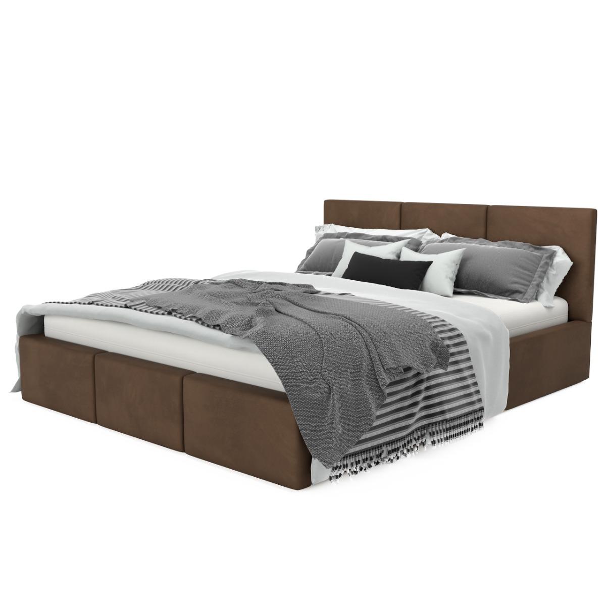 Łóżko tapicerowane 120x200x88 cm do sypialni z pojemnikiem automatycznym na pościel brązowe nr. 10
