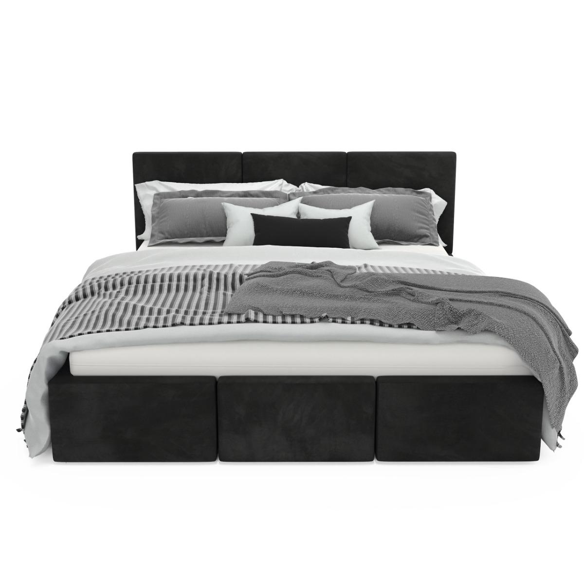 Łóżko tapicerowane 120x200x100 cm z pojemnikiem  automatycznym na pościel  do sypialni czarne  nr. 11