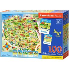 CASTORLAND Puzzle edukacyjne układanka Mapa Polski 128 elementów 6+ - Miniaturka zdjęcia nr 2