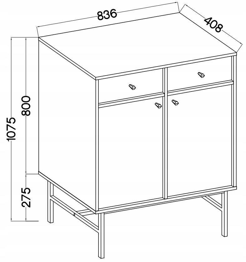 Komoda AVILA 83 cm z szufladami otwierana stelaż metalowy złoty nogi uchwyty czarny mat nr. 3