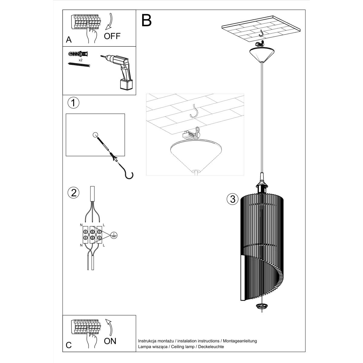 Lampa wisząca ALEXIA 120x21x21cm nowoczesna E27 do salonu nr. 5