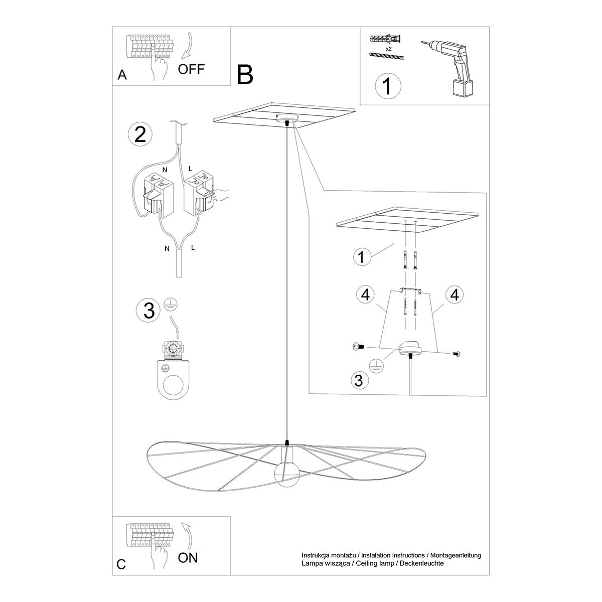 Lampa wisząca ESKOLA 110 czarna 150x110x110cm nowoczesna E27 do salonu nr. 4