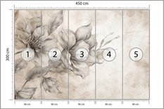 Fototapeta Do Sypialni Szare KWIATY Beton Abstrakcja Boho Dekoracja z Efektem 3D - Miniaturka zdjęcia nr 3