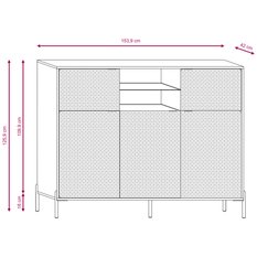 Komoda Diamond LED 154 cm do sypialni salonu kaszmir - Miniaturka zdjęcia nr 5