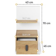 Szafka nocna Simi 43 cm do sypialni biały hikora naturalna - Miniaturka zdjęcia nr 3