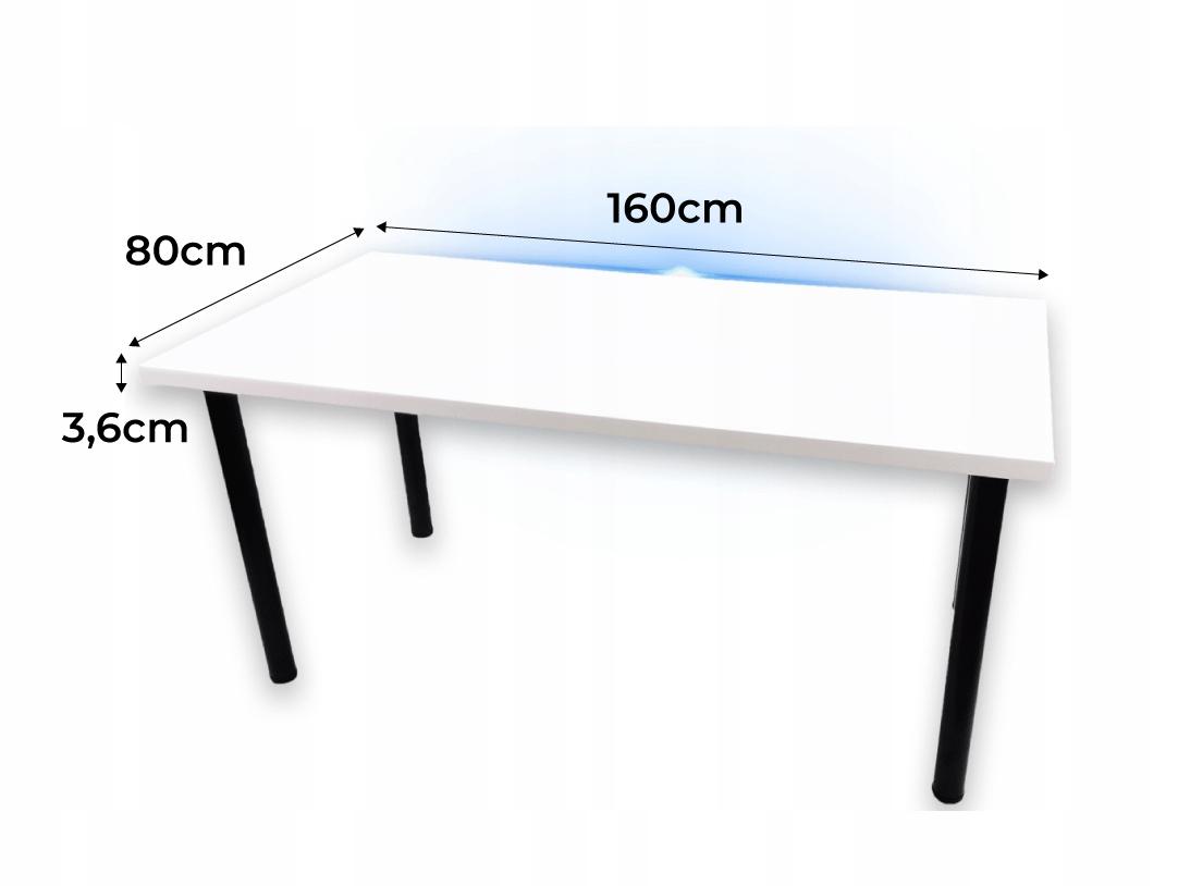 Biurko gamingowe model 1 Top 160x71x80 cm LOFT biały LED RGB blat 3,6 cm nr. 3