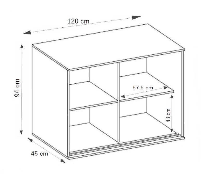 Komoda TABLET 2 120x45x94 cm z przesuwnymi frontami z lustrem jesion ciemny do salonu nr. 3