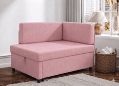 Łóżko rozkładane dla dzieci Viluś 106x75x80 cm sofa narożnik jednoosobowy do pokoju z funkcją spania i przechowywania różowy - Miniaturka zdjęcia nr 2
