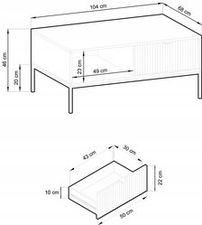 Ława L104 system NOVA biały, stelaż złoty i czarny - Miniaturka zdjęcia nr 10