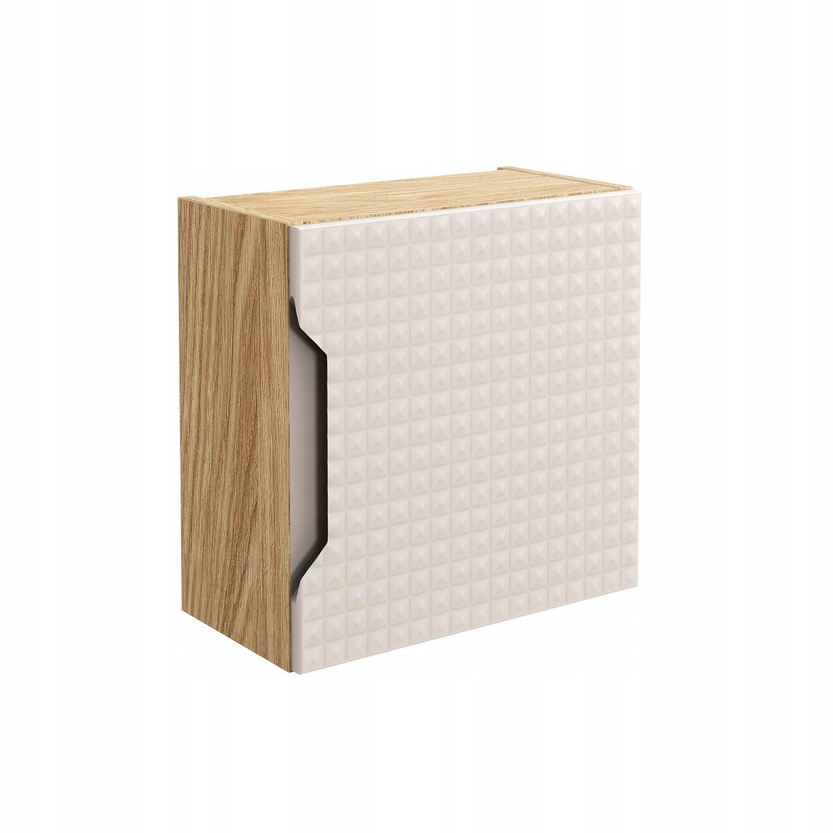 Szafka łazienkowa LUXOR 35 cm wisząca drzwi front MDF 3D kwadratowa dąb beżowa do łazienki  nr. 5