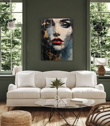 Obraz Zmysłowy PORTRET Kobiety Czerwone Usta Styl Glamour 80x120cm - Miniaturka zdjęcia nr 4