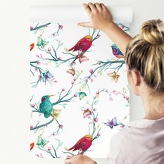 Tapeta – Kolorowe ptaki na kolorowym tle  - Miniaturka zdjęcia nr 4