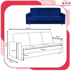 Wersalka ALICJA 212x100 cm granatowa rozkładana kanapa z pojemnikiem tapczan do salonu Trinity - Miniaturka zdjęcia nr 9