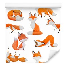 Tapeta Do Pokoju Dzieci LISKI Zwierzątka Akwarela  - Miniaturka zdjęcia nr 5