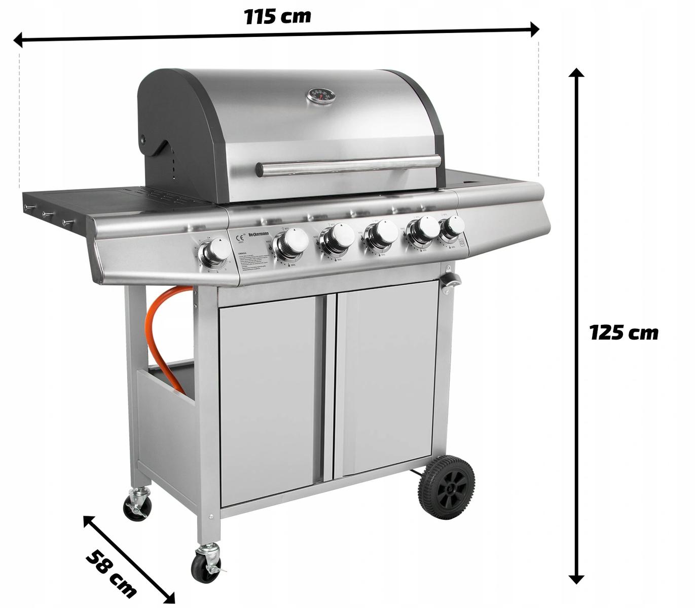 Grill gazowy ogrodowy ze stali nierdzewnej Heckermnn AG-SR4D-1SS nr. 13