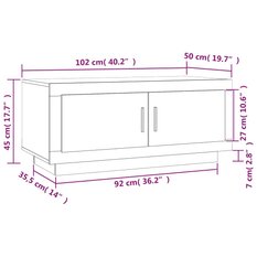 Stolik kawowy 102x50x45 cm z półką z drzwiczkami brązowy dąb do salonu - Miniaturka zdjęcia nr 8