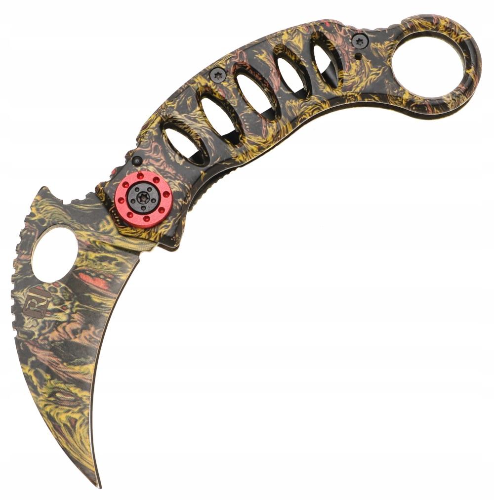 Nóż myśliwski 17 cm / 6,5 cm scyzoryk karambit składany turystyczny survivalowy wielobarwny