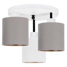 Lampa sufitowa 30 x 30 x 31 cm trzypunktowa gwint E27 biała z szaro-białymi abażurami do salonu - Miniaturka zdjęcia nr 3