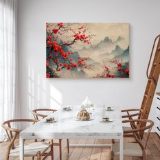 Obraz Na Płótnie Drzewo Japońskie Czerwone Kwiaty 120x80 Do Salonu - Miniaturka zdjęcia nr 4