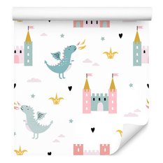 Tapeta bajkowa, smoki, chmury, do pokoju dziecka  - Miniaturka zdjęcia nr 3
