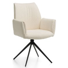 Krzesło PRATO beżowe ecru tapicerowane szenilowe do jadalni lub salonu 