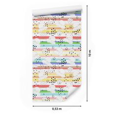 Tapeta Dla Dzieci Białe SAMOCHODY Tęczowe Paski 53x1000  - Miniaturka zdjęcia nr 2
