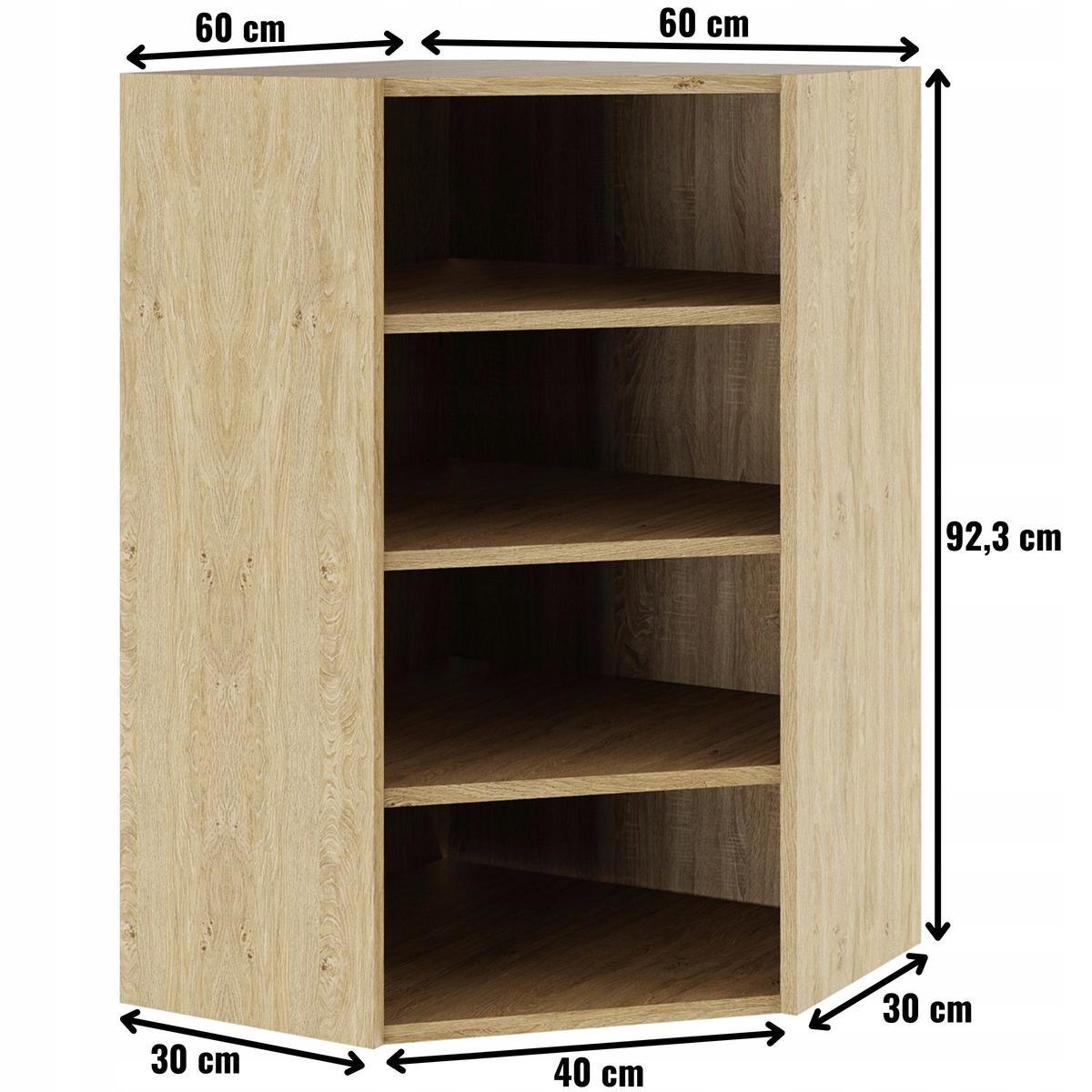 Korpus szafka kuchenna górna narożna 60x92x60 cm z akcesoriami dąb kamienny nr. 2