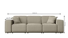 Sofa ogrodowa MALIBU 245x103x88 cm wodoodporna UV 3-os + 2 poduszki do ogrodu ciemnobeżowa - Miniaturka zdjęcia nr 3