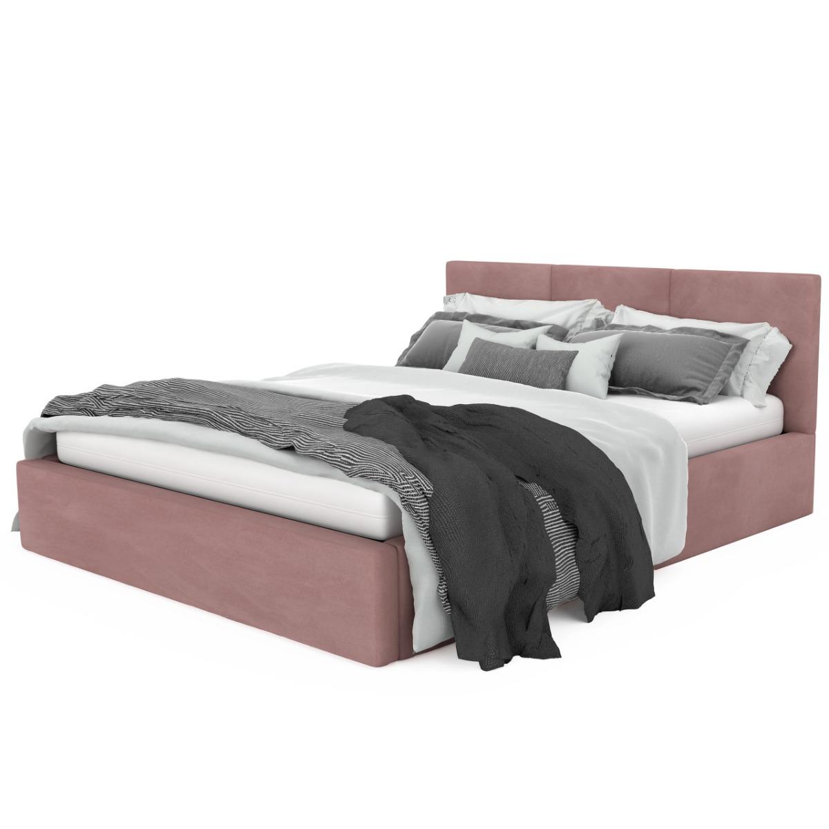 Łóżko tapicerowane do sypialni 180x200x88 cm podwójne z pojemnikiem basic różowe nr. 10