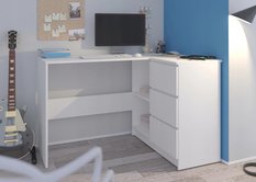Biurko narożne MODERN 112 cm białe z szafką z szufladami do biura  - Miniaturka zdjęcia nr 2