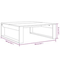 Stolik kawowy 100x100x35 cm szary dąb sonoma do salonu - Miniaturka zdjęcia nr 7