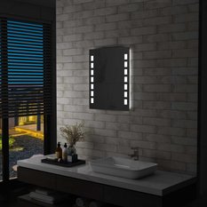 Lustro 50x60 cm do sypialni łazienki z LED aluminium szklane srebrny - Miniaturka zdjęcia nr 2