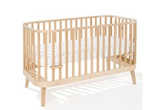 Zaokrąglone łóżeczko dziecięce 2w1 z funkcją sofy (140x70) PRINCIPAL - drewniane