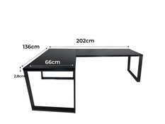 Biurko gamingowe Model 0 narożne czarne LOFT metalowe nogi dla gracza Top 202x66x71cm - Miniaturka zdjęcia nr 2