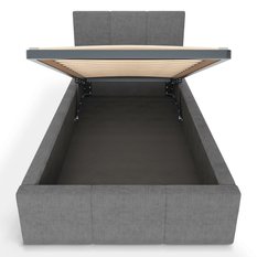 Łóżko Pojedyncze 90x200cm łóżko tapicerowane z pojemnikiem szare do sypialni wezgłowie 110 cm - Miniaturka zdjęcia nr 9