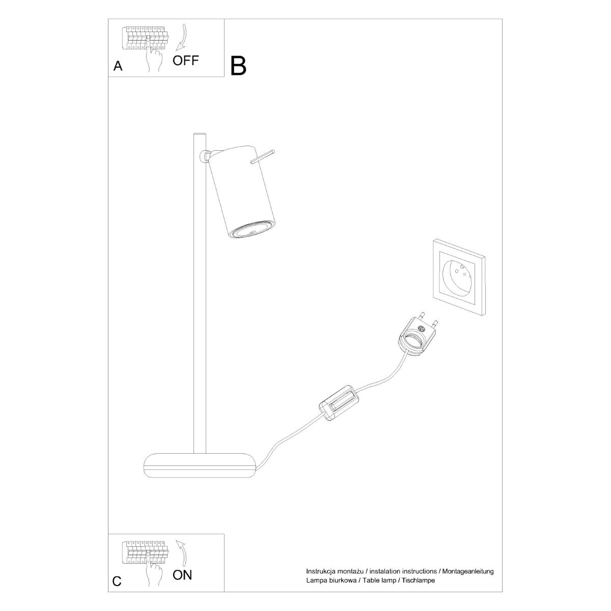 Lampa biurkowa RING 43x19.5x14.5 cm nowoczesna lampka na biurko GU10 czarna do biura pokoju nr. 5