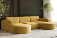 Sofa Modena Studio 299x78x165 cm bez funkcji spania i przechowywania do salonu żółta - Miniaturka zdjęcia nr 2