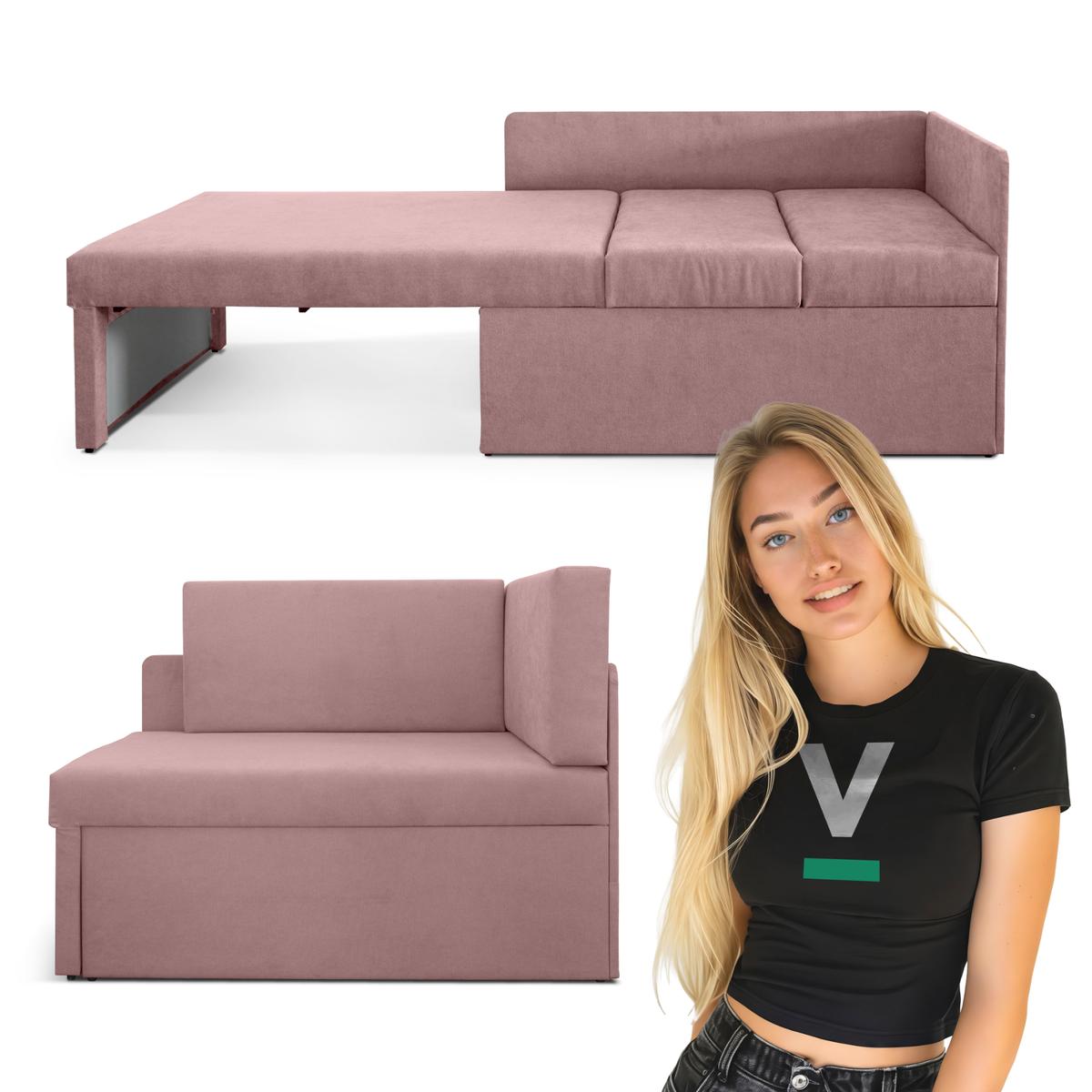 Narożnik dziecięcy Viluś 108x81x78 cm sofa jednoosobowa do pokoju salonu z funkcją spania i przechowywania dla dzieci różowy nr. 2