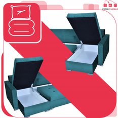 Narożnik Varius BIG 297x74x140 cm kształt U z funkcją spania i przechowywania do salonu Royal morski - Miniaturka zdjęcia nr 6