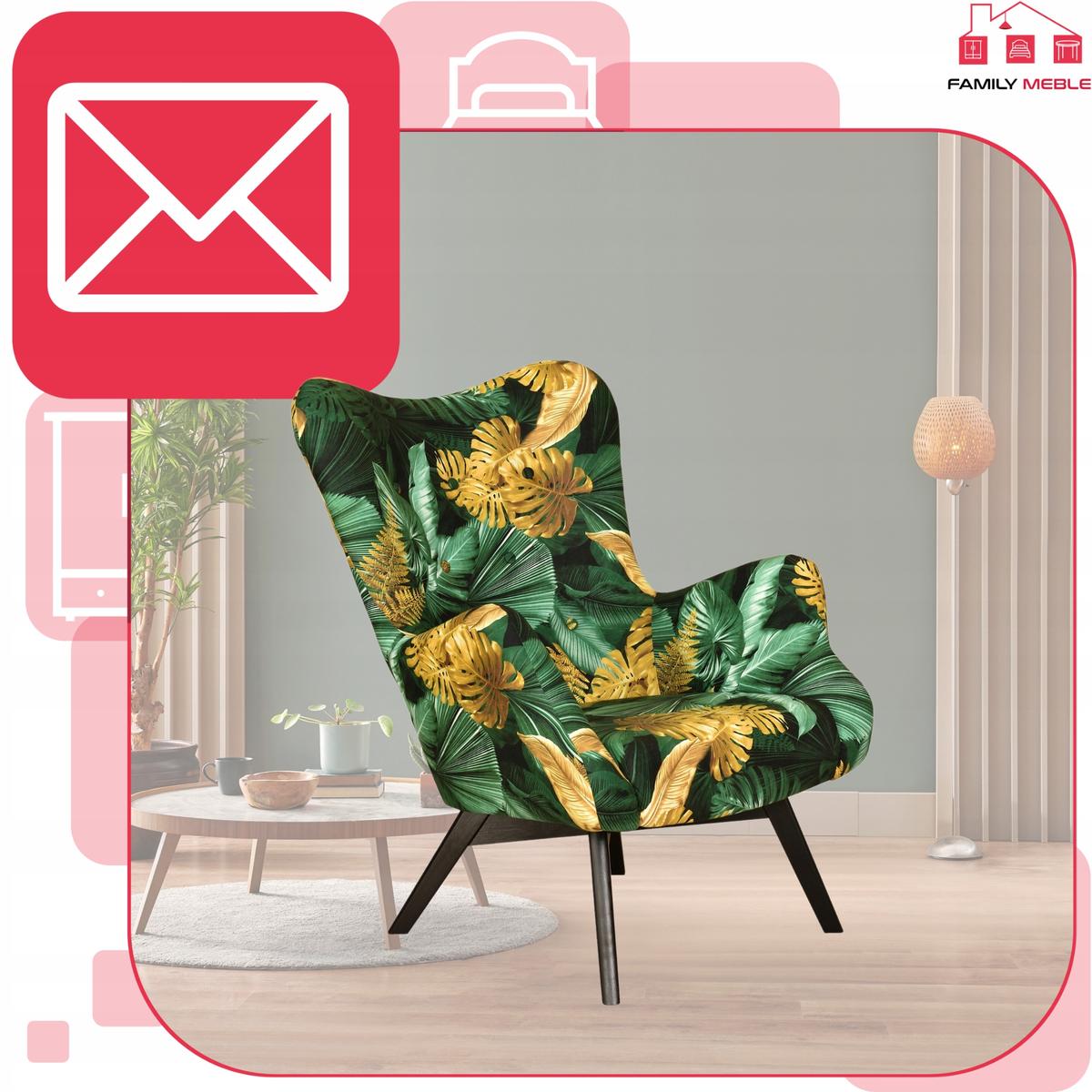 Fotel uszak skandynawski Luna Print Monstera nr. 4