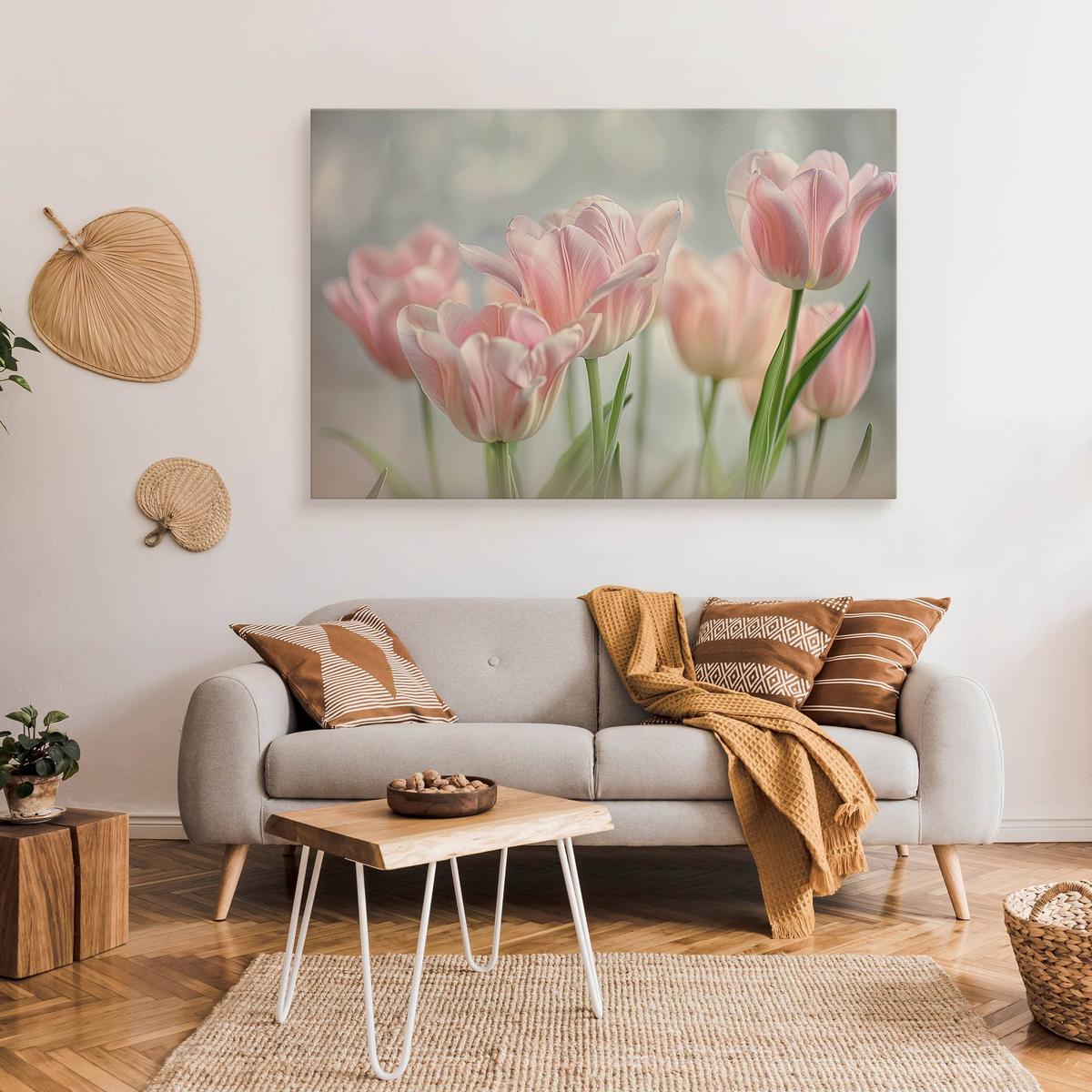 Obraz Na Płótnie Delikatne Różowe Kwiaty Tulipany 70x50 Dekoracja do Salonu nr. 3