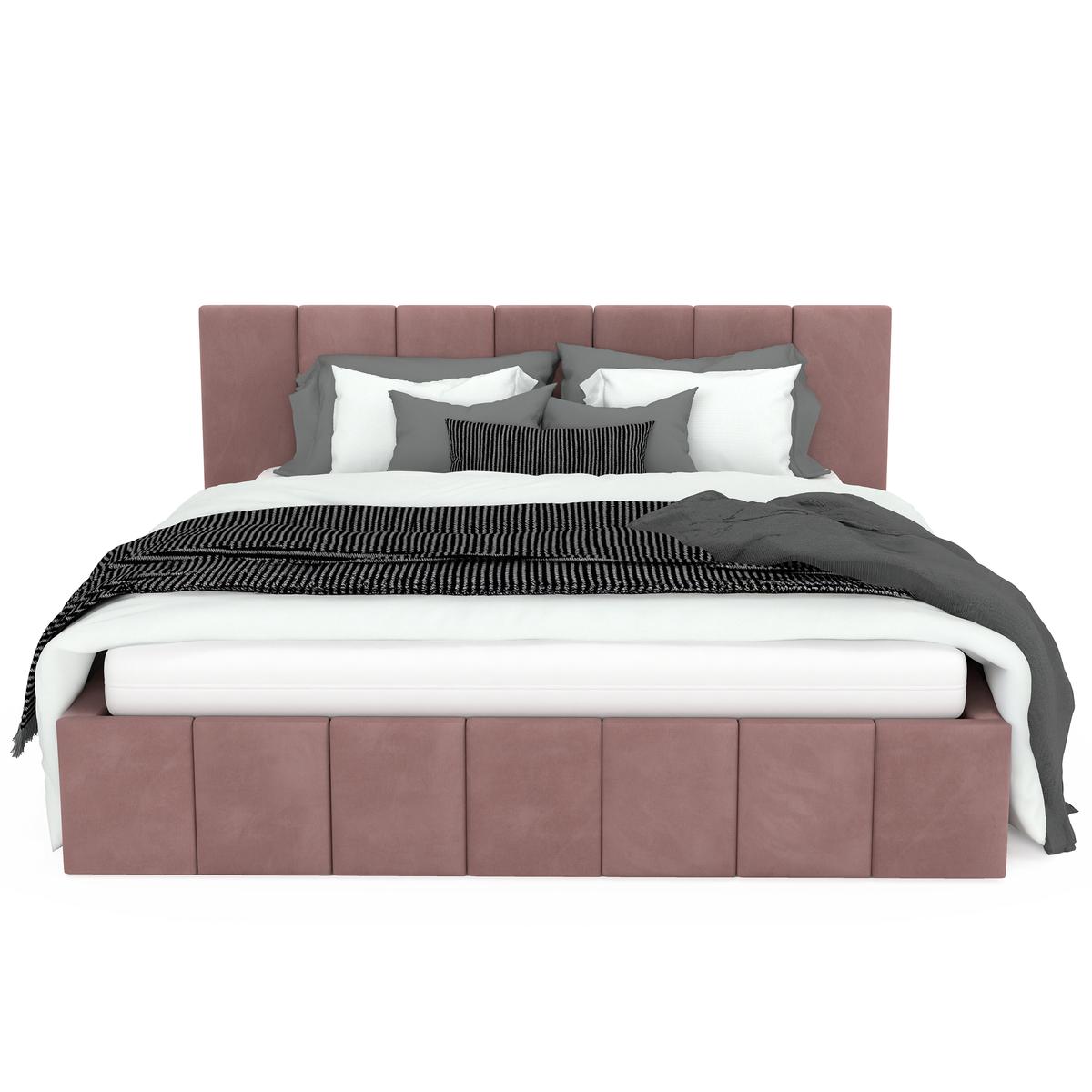 Łóżko tapicerowane 160x200 premium z pojemnikiem do sypialni różowe wezgłowie 107 cm nr. 9