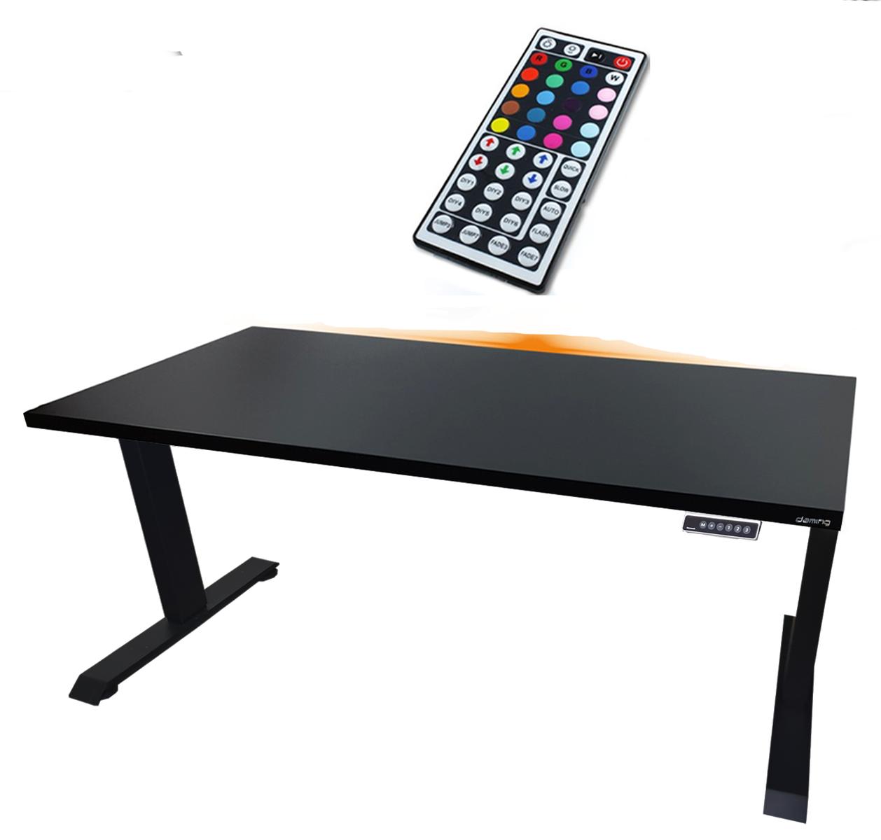 Biurko gamingowe elektryczne model 1 LOW 160x80x70-118 cm regulowane nogi LED RGB pilot czarne