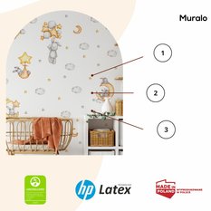 Naklejki Ścienne Dla Dzieci Szare Króliczki 60x30 Księżyce ZESTAW - Miniaturka zdjęcia nr 3