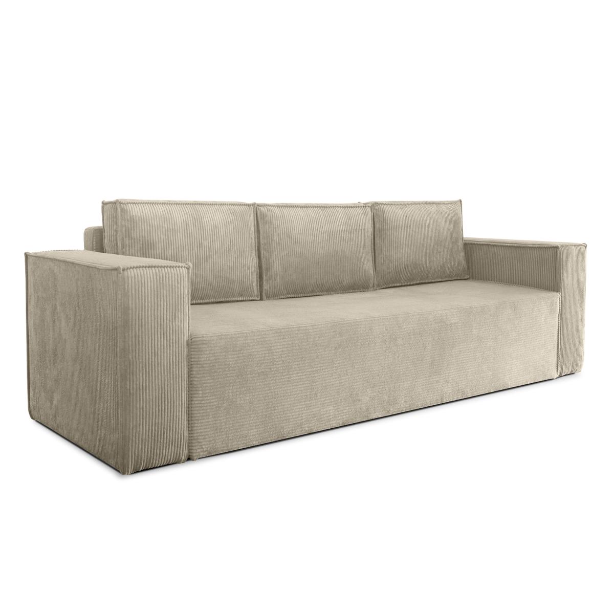 Kanapa z funkcją spania Verona 248x96x93 cm wraz z pojemnikiem, sprężyny bonell sztruks beżowy do salonu nr. 2