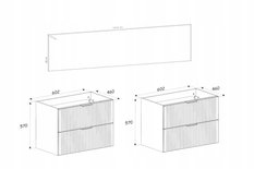 Komplet mebli łazienkowych ADEL 2x szafka wisząca pod umywalkę z blatem + słupek ryflowany kaszmir  - Miniaturka zdjęcia nr 6