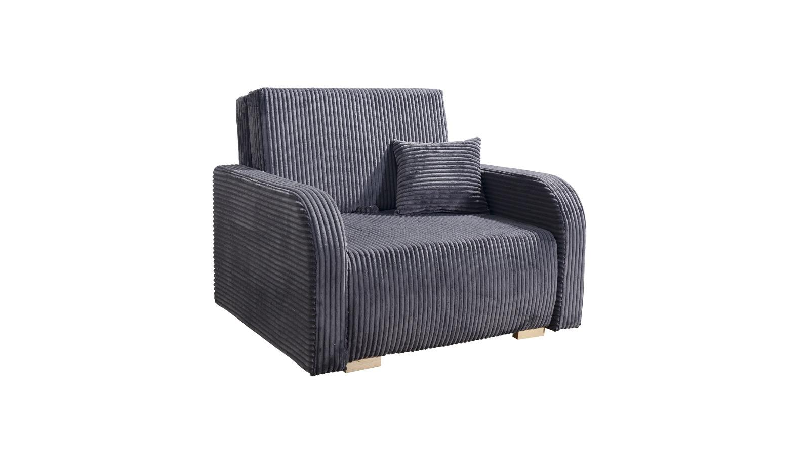 Sofa jednoosobowa Lili 85x103x97 cm do salonu z funkcją spania rozkładana sztruks ciemnoszara